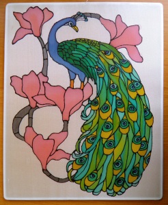 peacock silk painting